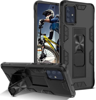 HB Hoesje Geschikt voor Samsung Galaxy A51 Zwart - Magnetic Kickstand Armor Case