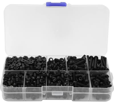 Dailygoods- Schroefmoer Set 800 Stuks - Nylon Bevestigingsmaterialen - Onderlegschijf - Compleet Bevestigselementen Pakket - Zwart - Voor Algemene Toepassingen - Bevestigingsmateriaal