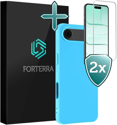 Hoesje Met 2x Screenprotector - Geschikt voor Apple iPhone Air - Sterk & Shockproof - Telefoon Hoes - Back Cover - Siliconen Case - Lichtblauw