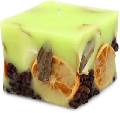 Potpourri geurkaars APPEL met een zachte noot van sinasappel en koffie - 9x9x9 cm handgemaakte geurkaars