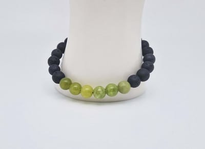 Handgemaakte "Armband Vulkanische" natuurstenen armband “Lava Donker -Kraal Koreaanse jade” - 8 mm diameter van de korrel- Diameter armband 20 cm - Een mooi cadeau voor familie en vrienden