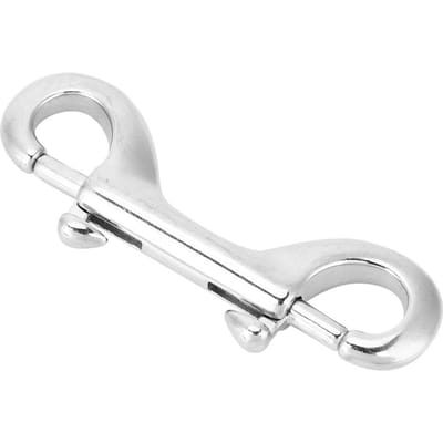 Mousqueton à double extrémité en acier inoxydable durable argenté, mousqueton à ressort, boucle de plongée sous-marine (90mm) white