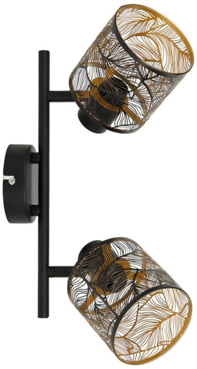 Ostaria Wandlamp Calathea - goud / zwart - metaal - bewerkt - E27 - interieur decoratie - binnen