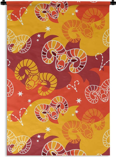 Wandkleed - Wanddoek - Ram - Zodiac - Astrologie - Design - 60x90 cm - Wandtapijt