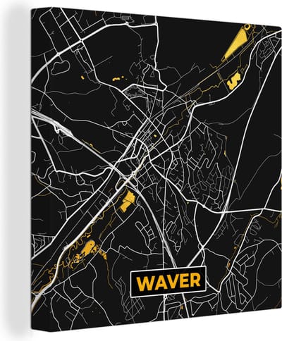 Canvas Schilderij Waver - Stadskaart - Plattegrond - Goud - Kaart - 20x20 cm - Wanddecoratie