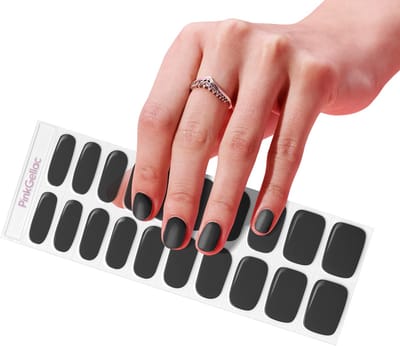 Pink Gellac UV Nagelstickers - Gellak Stickers 0024 Jet Black - Nail Art Gel Stickers voor Nagels - 20 stuks in 10 maten