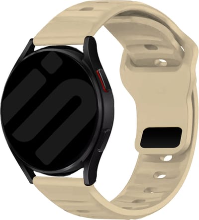 Strap-it Outdoor siliconen smartwatch bandje 20mm - geschikt voor Samsung Galaxy Watch 7 (40 & 44mm) / Watch 6 (Classic) / Watch 5 (Pro) / Watch 4 (Classic) / Watch 3 41mm / Watch 1 42mm / Watch Active / Watch FE / Gear Sport - beige