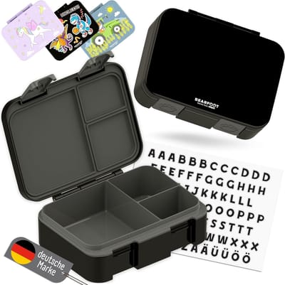 Compacte Broodtrommel bentobox good vibes BPA-vrij & lekvrij 650ml zwart