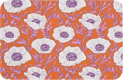 Badmat 60x40 cm - Antislip - Bloemen - Grafisch - Oranje - Badmatten voor badkamer - Badkamermat - Douchemat - Badkamer mat