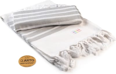 ARTG® Hamamzz - Hamamdoek - Original Dalaman De Luxe - Wit/Grijs - 100 x 180 cm - AR053