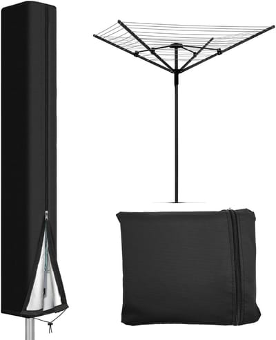 Dailygoods- Beschermhoes Droogmolen 170 cm - Weerbestendig - UV-bestendig - Met Ritssluiting/Trekkoord - Opbergtas - Robuust Oxford-weefsel 210D - Wasdrogerhoes