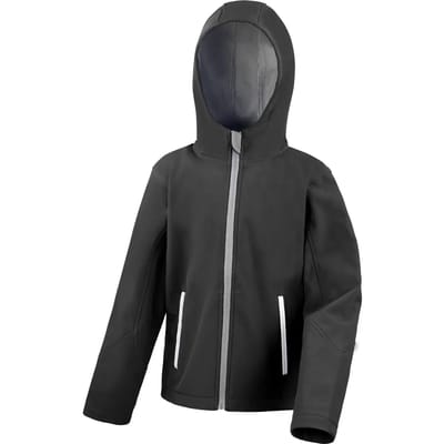 Result Junior TX Performance Hooded Soft Shell Jacket RT224J - BLACK/GREY - XS (3-4)