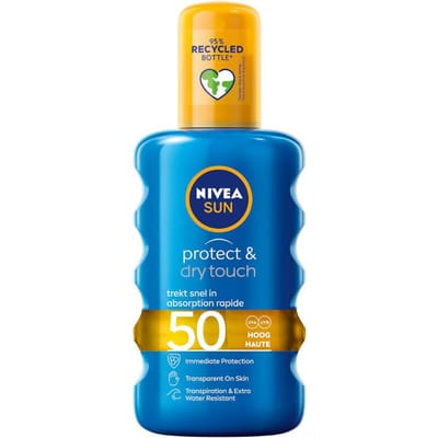 NIVEA SUN Protect & Dry Touch Transparante Zonnebrand Spray - SPF 50 - Trekt snel in - Zonnespray - Waterbestendig - 200 ml
