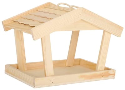 Dailygoody - Outdoor Houten Vogelzaad Feeder - Vogelhuisje voor Grote Vogels - Decoratief Accessoire voor de Veranda - Natuurlijk Hout - Geschikt voor...