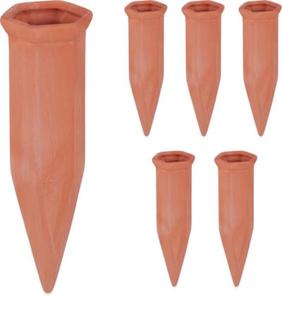 Doodadeals® Waterdruppelaar 6 stuks - Keramisch Watergeefsysteem voor Kamerplanten - Voor 1,5L Petfles - 17 x 5,5 x 5 cm