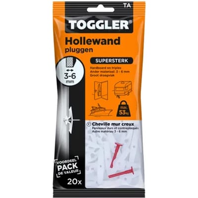 Toggler Hollewandplug Ta Kunststof - Diam. 8 Mm - 20 Stuks
