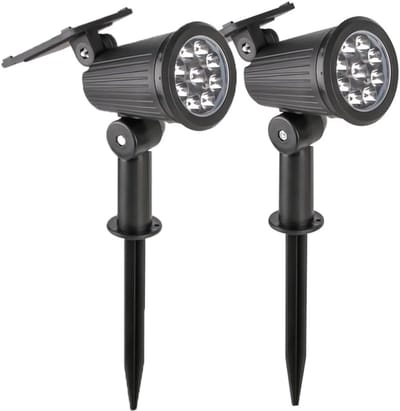 ANMI® Set van 2 Solar Tuinspots - 9 LED Warm Wit - 3 Lichtstanden - Verstelbare Buiten Spot - Automatisch Aan Uit - Voor Tuin Oprit Pad Bomen
