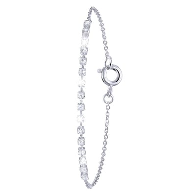 Lucardi Dames Armband met zirkonia - Echt Zilver - Armband - Cadeau - 19 cm - Zilverkleurig