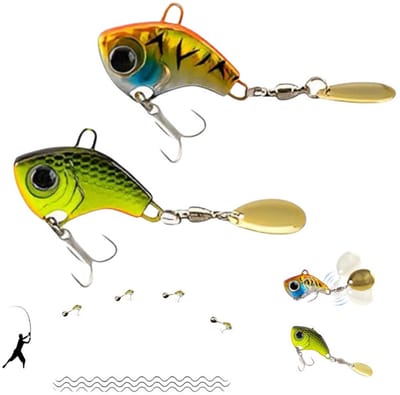 2 stuks - Kunstaas voor het vissen - Deeg - met drijvende, draaiende staart - Visgerei set - Jerkbait - voor Zout- en Zoetwatervissen - Uniek aasontwerp - 14G - Hard zwemmend kunstaas met roterend blad