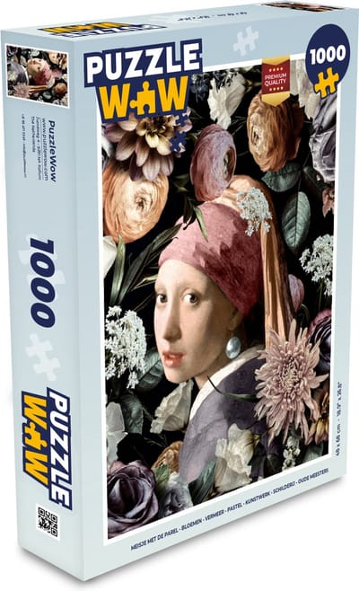 Puzzel Meisje met de parel - Bloemen - Vermeer - Pastel - Kunstwerk - Schilderij - Oude meesters - Legpuzzel - Puzzel 1000 stukjes volwassenen