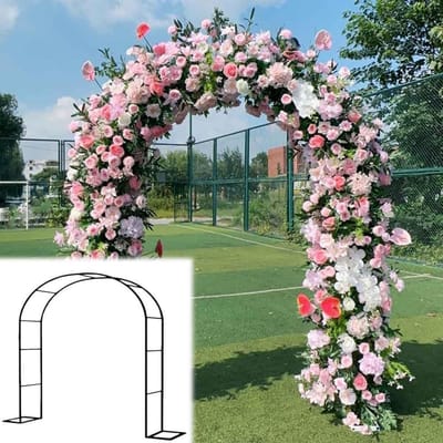 Metalen Tuinboog - Rozenboog Prieel - Planten Ondersteunen - Weerbestendige Constructie - B 1.4m H 2.3m - Zwart