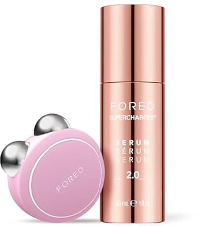 FOREO BEAR mini + Serum Sérum Sérum 30 ml – Gezichtsliftapparaat met microstromen – Chinreductie – Gezichtsmassager – Gezichtszorgapparaat – Cadeaus voor vrouwen – Cadeauset - Pearl Pink