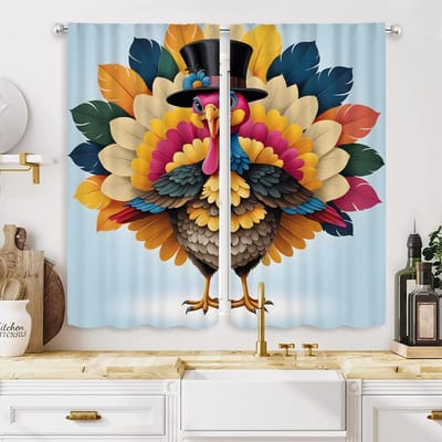 2 pièces Rideau Turquie couleur HD Vert bleu à nouer rideau imprimé numérique Décoration de maison style Décorer salon chambre à coucher tringle cu W52H63inchW132H160cm black