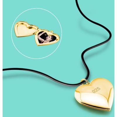 Nieuwe dames 925 sterling zilveren ketting klassieke hart fotodoos hanger aanpasbare foto jubileum sieraden cadeau bijoux 61CM blue