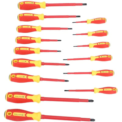 15 Stuks 1000V Geïsoleerde Elektriciens Schroevendraaierset Chroom Vanadium Professioneel Elektrisch red