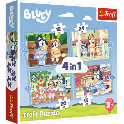 Trefl - Puzzles - "4in1 (12, 15, 20, 24)" - Bluey and his world / BBC Bluey