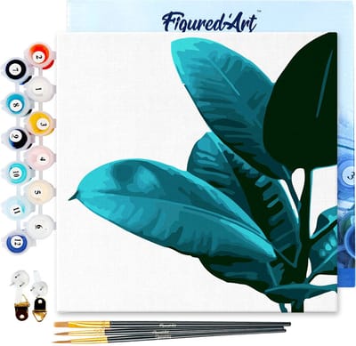 Figured'Art Mini Schilderen op Nummer Volwassenen 20x20cm met lijst Rubberplant - Klein Formaat Creatieve Hobby Kit DIY Art Nummer Compleet