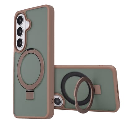 Accezz Hoesje - Geschikt voor Samsung Galaxy S26 - Ring Stand Backcover met Magnetische Ring - Bruin