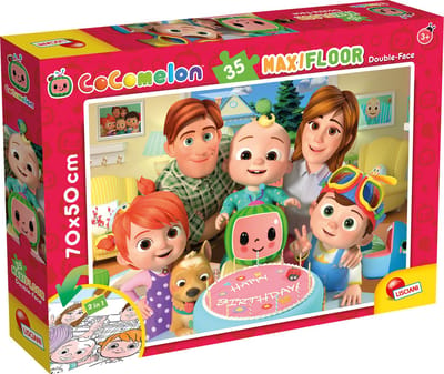 COCOMELON vloerpuzzel - Fijne verjaardag- 35 stukjes . Puzzel en kleurplaat . Formaat 70×50