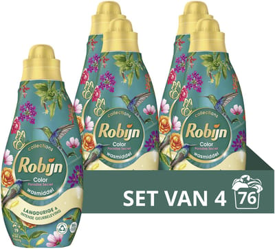 Robijn - Vloeibaar Wasmiddel - Klein & Krachtig - Paradise Secret - 4 flessen - 76 wasbeurten - Voordeelverpakking