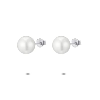 Twice As Nice Oorbellen in zilver, parel 10 mm