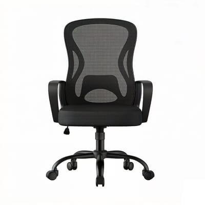 Bureaustoel ergonomische computerstoel 60 x 60 x (95.5-105.5) cm Zwart Met ademend gaas en comfortabele zitting, lendensteun en armleuningen Stevige en duurzame metalen voet In hoogte verstelbaar Eenvoudig te monteren