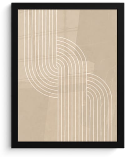 Poster in lijst - Fotolijst 30x40 cm - Posters - Parallelle lijnen - Lichte textuur - Beige - Posterlijst zwart - Decoratie - Wanddecoratie woonkamer - Muurdecoratie slaapkamer