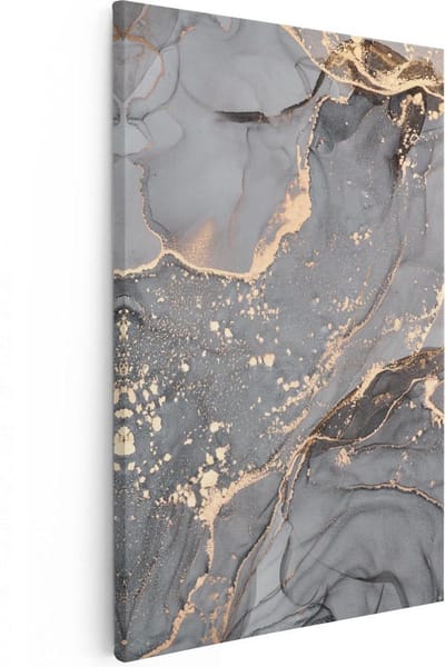 Artaza Canvas Schilderij Marmer Goud - 20x30 cm - Klein - Muurdecoratie Abstract - Wanddecoratie Woonkamer - Kamer Accessoires