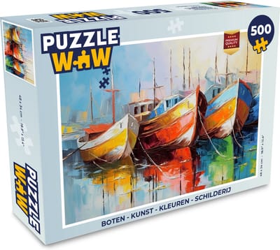 Puzzel Boten - Kunst - Kleuren - Schilderij - Legpuzzel - Puzzel 500 stukjes