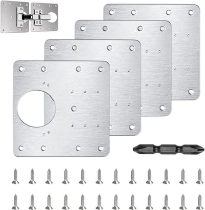 Hinge Repair Kit voor Keuken- en Meubeldeuren, 4 RVS Scharnieren met Schroeven voor Makkelijk Herstellen van Kasten en Planken