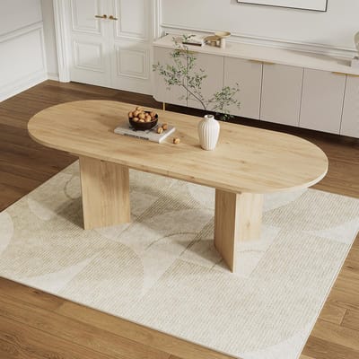 Pugsdrly Uitschuifbare tafel 120/160 * 80 cm, voor 4 tot 6 personen, tafel met afgeronde hoeken, dik tafelblad, uitschuifbare tafel in eenvoudige stijl, eikenkleurig