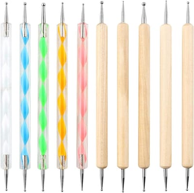 Allecto - Nagelversiering - Nail Art Tools Set - 10-Delige Set - Puntpennen - Embossingpatronen - Geschikt voor Nagels - Verschillende Kleuren ® Dotting Pen Nail Art Dotting Tools, Dotting Tools Set voor Nail Art, Embossingpatroon, 10 stuks.