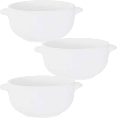 Set van 4x stuks kleine tapas/amuse soepkommetjes wit van porselein 10 cm rond - Klein kommetje/schaaltje