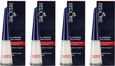 Herome 4-Pack Nagelverharder Extra Sterk en Base Coat - Nail Hardener Extra Strong- Nagelversterker voor Zwakke en Gevoelige Nagels - TFS Hars- en Tolueenvrij - 4*10ml
