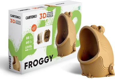 CARTONIC-3D PUZZLE -FROGGY- puzzelen karton 3D DIY Creatief Speelgoed Decoratie Interieur Cadeau Ecologisch Voor kinderen en volwassenen