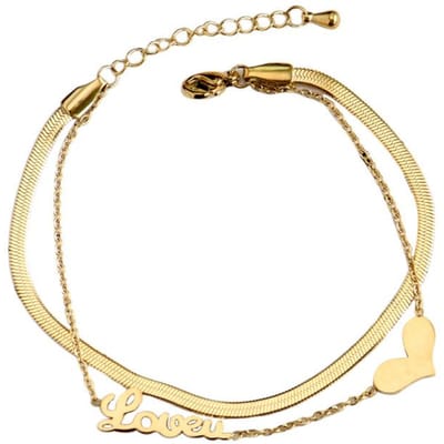 Bracelets en acier inoxydable de haute qualité en forme de cœur pour femmes, cadeau de fête, mode, bijoux à breloques beige