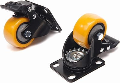 4 Stuks Profi 50 mm. Zwenkwiel met Voetplaat en Rem