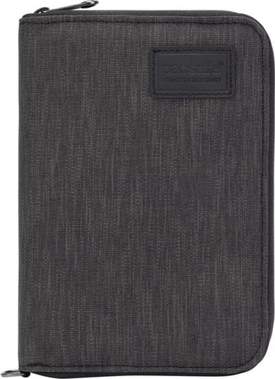Pacsafe Portemonnee - 16,3 x 11,5 x 2 cm - Pasjeshouder - RFID-beveiligd - Scanvak - Recycled polyester - Lichtgewicht - Donkergrijs