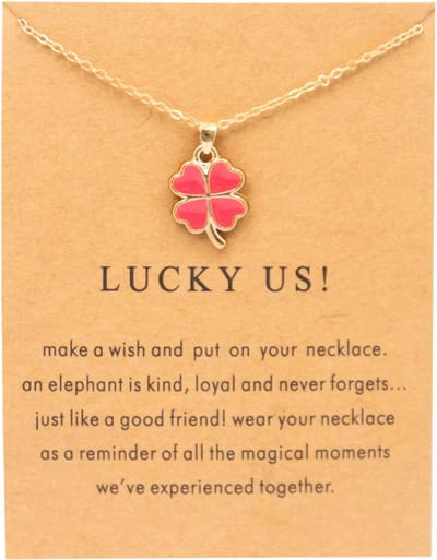 Gouden Ketting voor Dames met Klaver Hanger – Elegante Goudkleurige Gelukshanger, Fashion Sieraad voor Vrouwen en Meisjes - Roze
