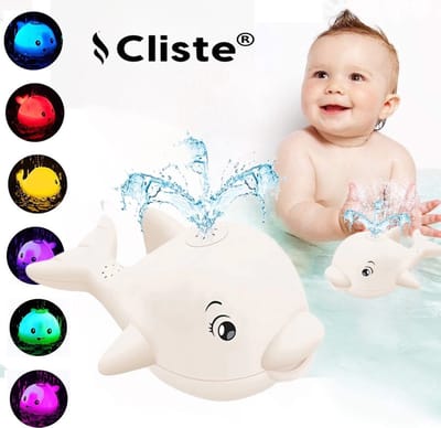 Cliste Mini de groot Badwalvis met Muziek en Lichts - Badspeelgoed - Wit - Lichtjes - Baby Speelgoed - Vis Spuit Water - Badspeeltjes - Voor in bad - Fish Spray Water - bad walvis - Waterspeelgoed - Speelgoed - Fish Bath Toy